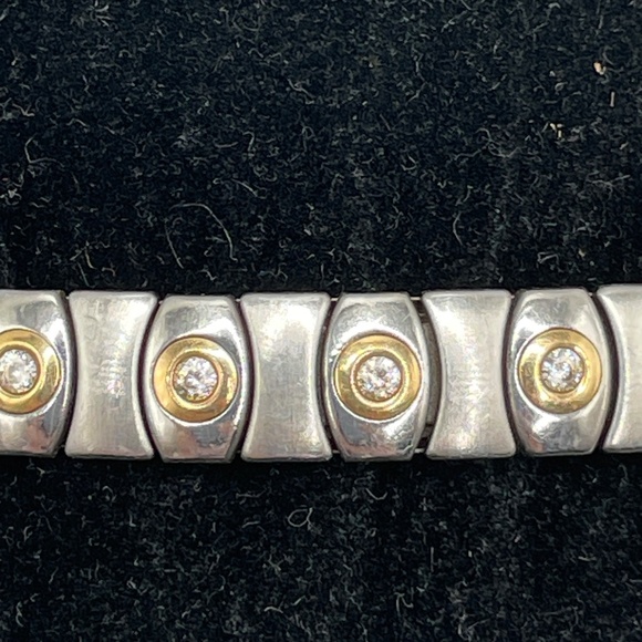 Vintager Speidel Stainless Steel 14KGP CZ Stretch Expansion Bracelet - Picture 6 of 7